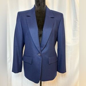 Vintage Pendelton 100% virgin wool navy blue single button blazer size petite 4